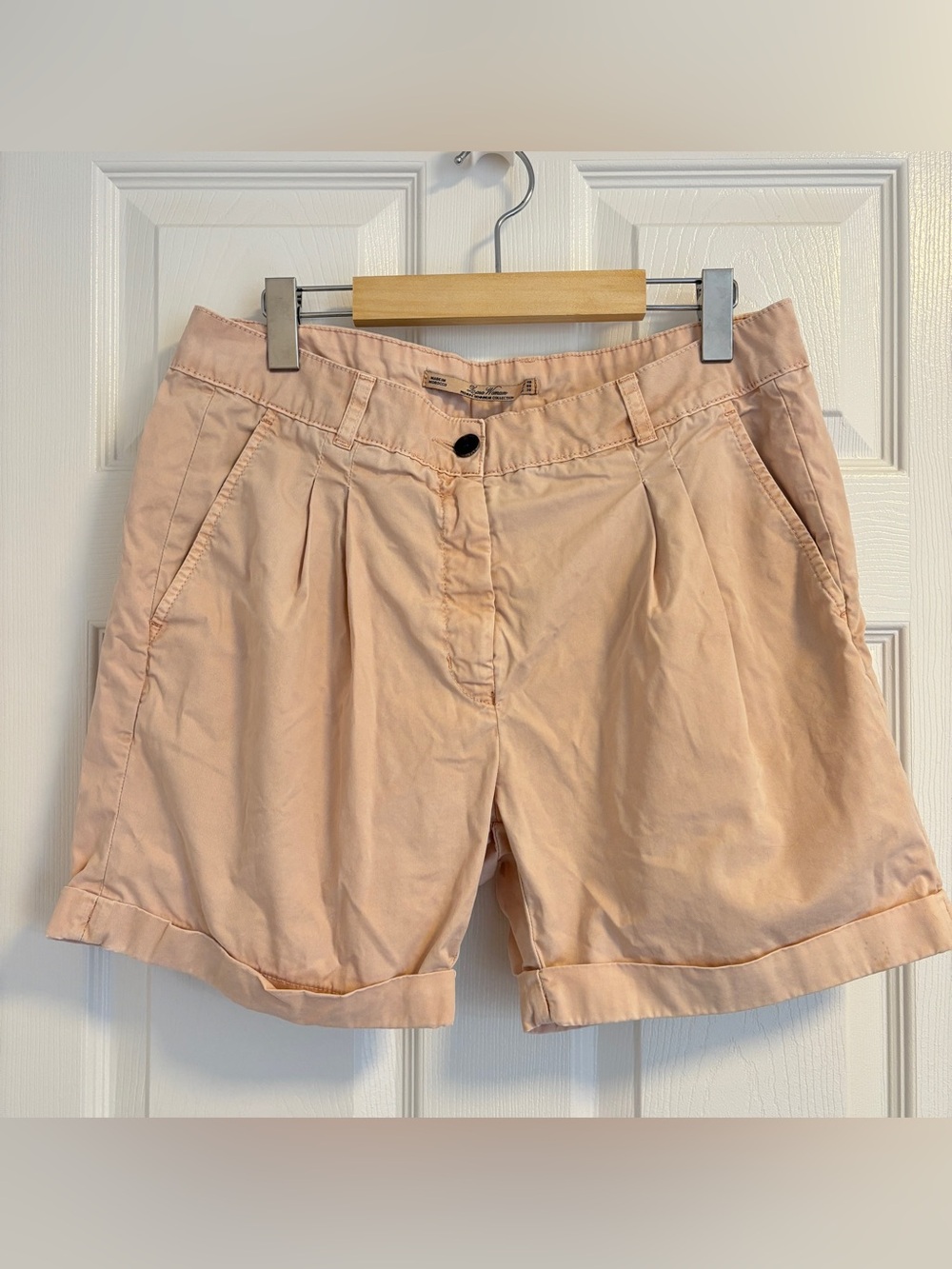 Zara Peach Pleated Chino Shorts